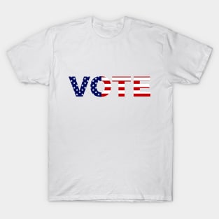 Vote American Flag Red White and Blue Typography T-Shirt